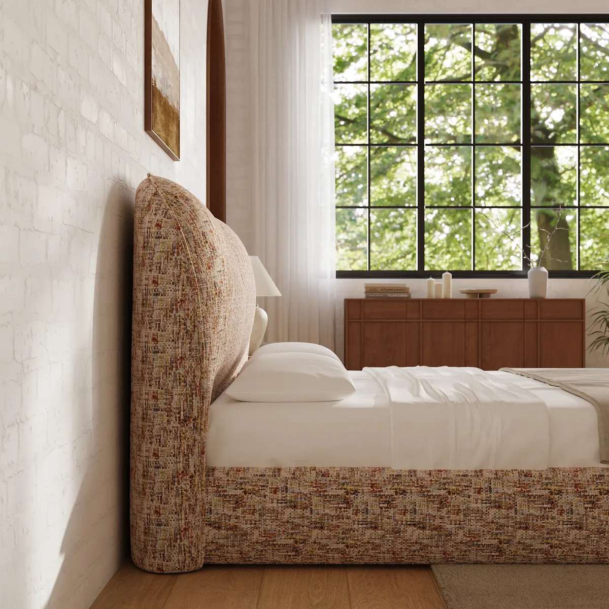 Modern King Size Chenille Upholstered Bed — image 15