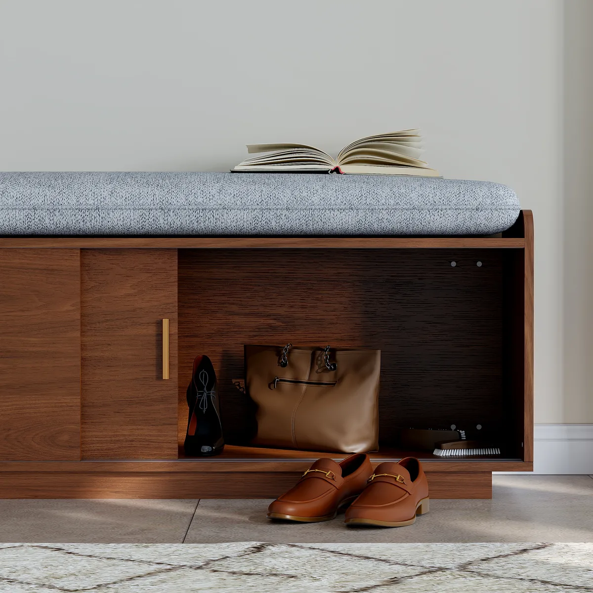 2 Doors Shoe Storage Entryway Bench — image 13