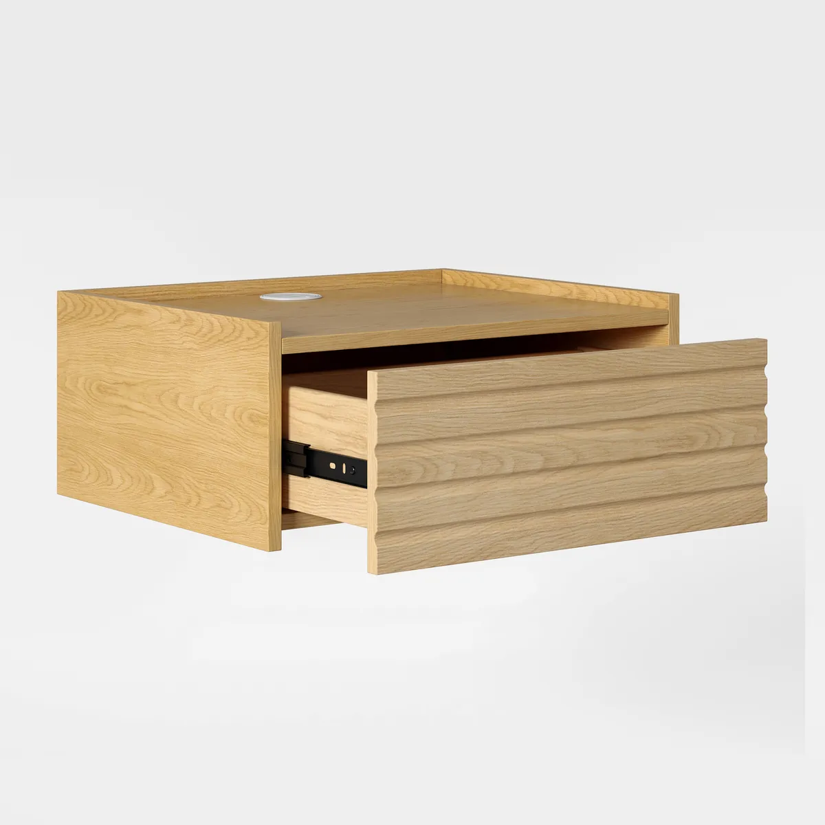 Wooden Floating Nightstand Modern Bedside Table with Charging Station — image 10