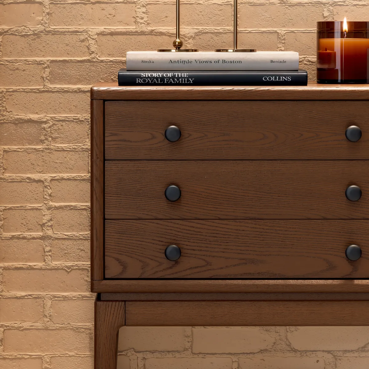 Mid-Century 3-Drawer Chest – Solid Ash Wood in Walnut Finish — image 5