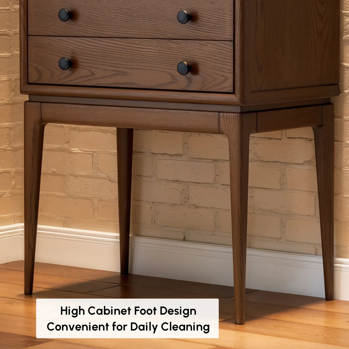 Mid-Century 3-Drawer Chest – Solid Ash Wood in Walnut Finish — image 9