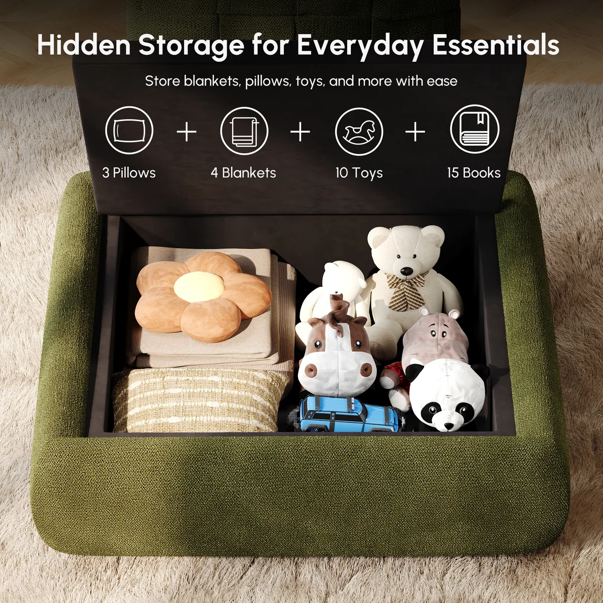 3-Piece Chenille Modular Sectional Sofa with Hidden Storage — image 9
