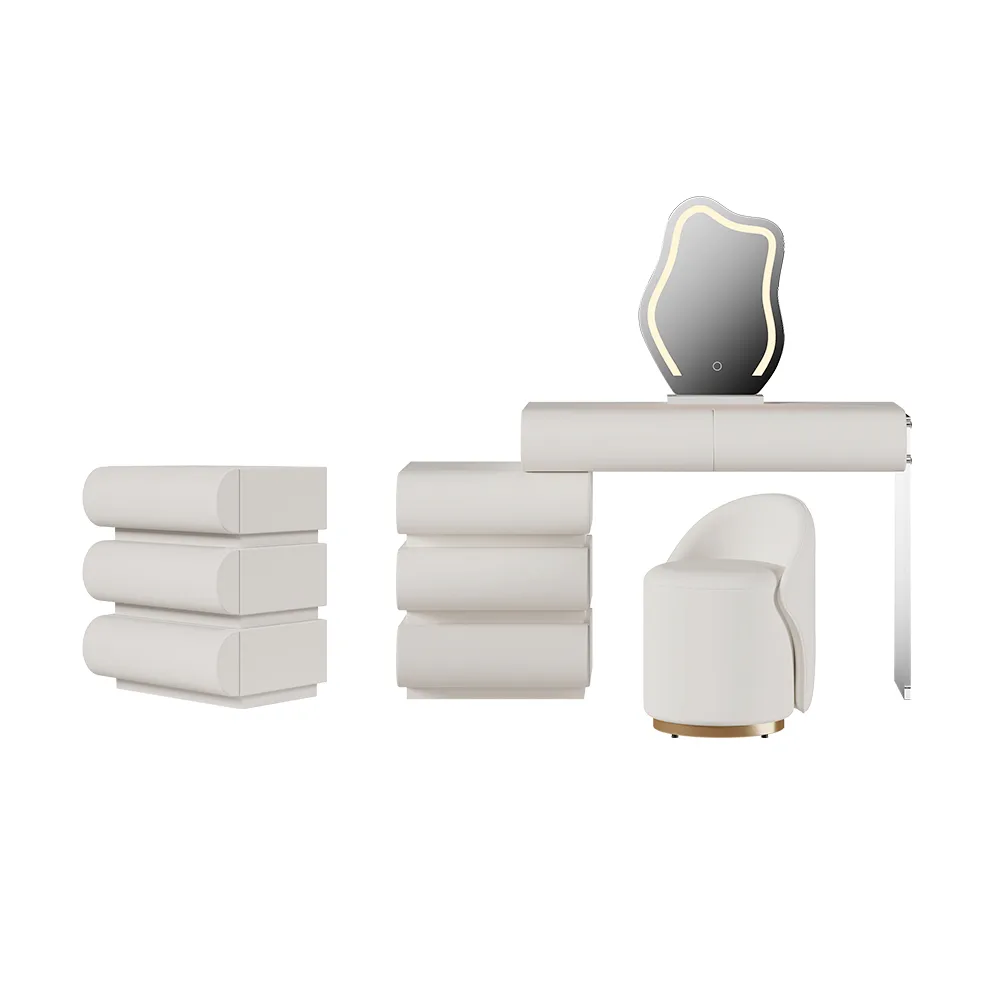 Bedroom Dresser & Vanity Desk Set 6-Drawer Dresser Chest & White Makeup Vanity Set — image 16