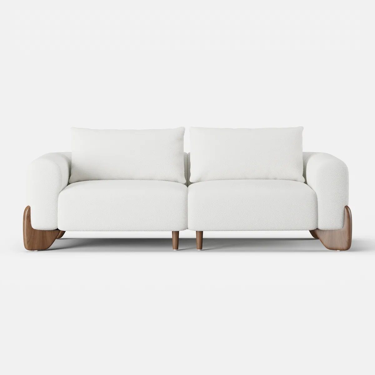 Living Room Sofa Loveseat Set Upholstered 2-Seater Couch & 2 White Boucle Accent Chairs Single Couch Set — image 15