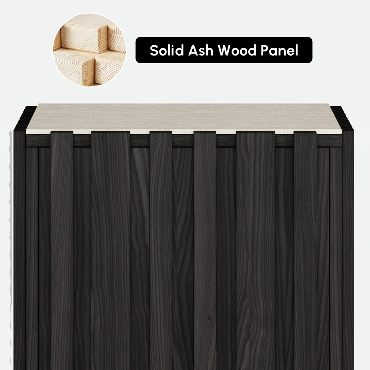 Aura Ash Wood Fluted Side Table with Sintered Stone Top — image 9