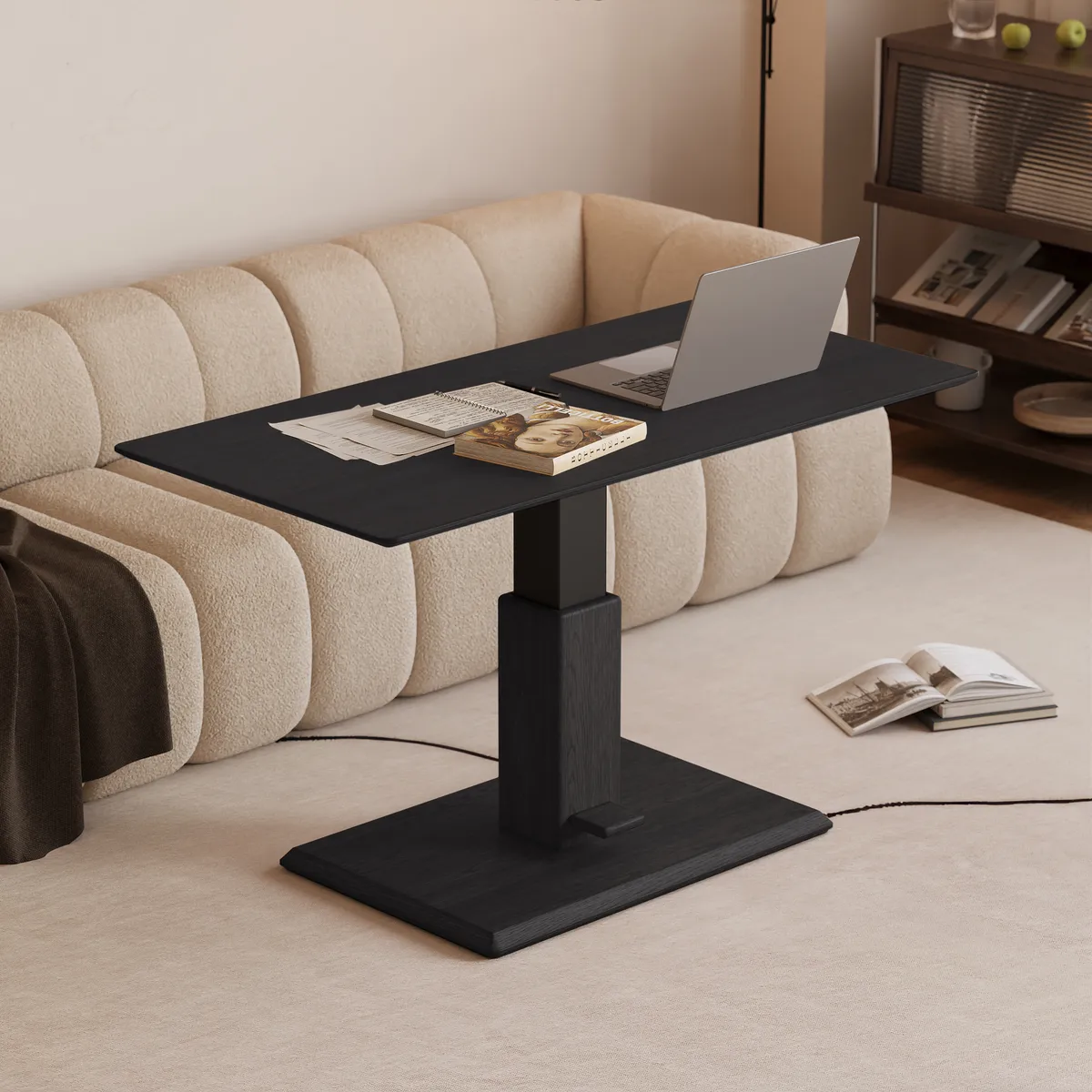 47" Black Lift-Top Height-Adjustable Coffee Table — image 6