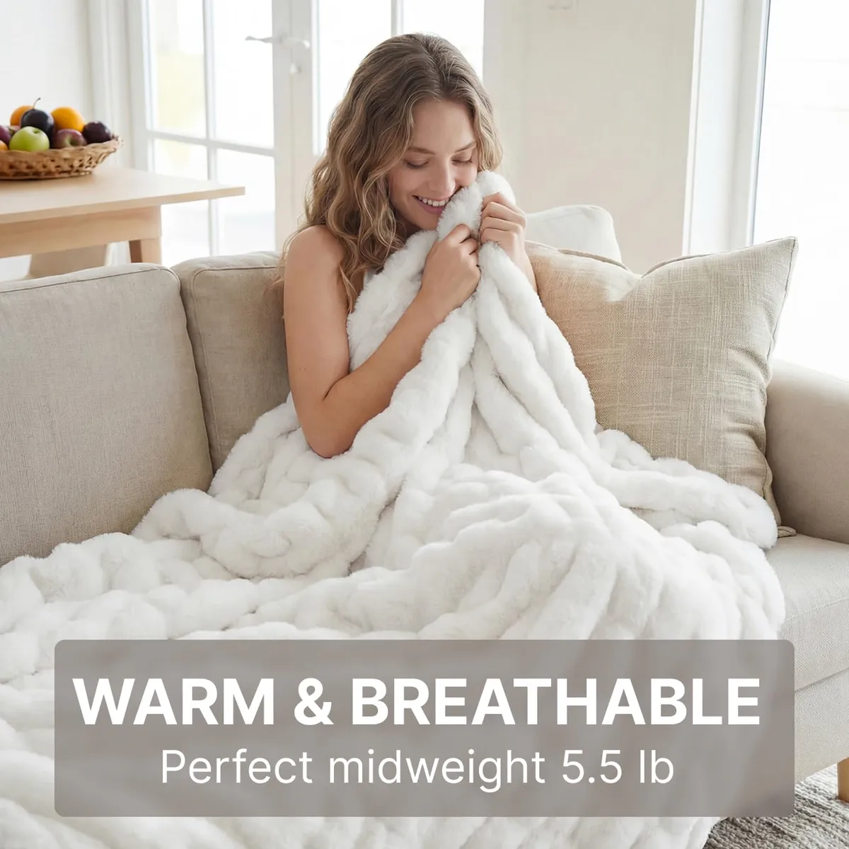 Mamma Mia Covers Faux Fur Throw Blanket – Super Soft and Cozy Fluffy Fleece – 50"x60" Midweight Fuzzy Plush Blanket for Couch and Bed — image 5
