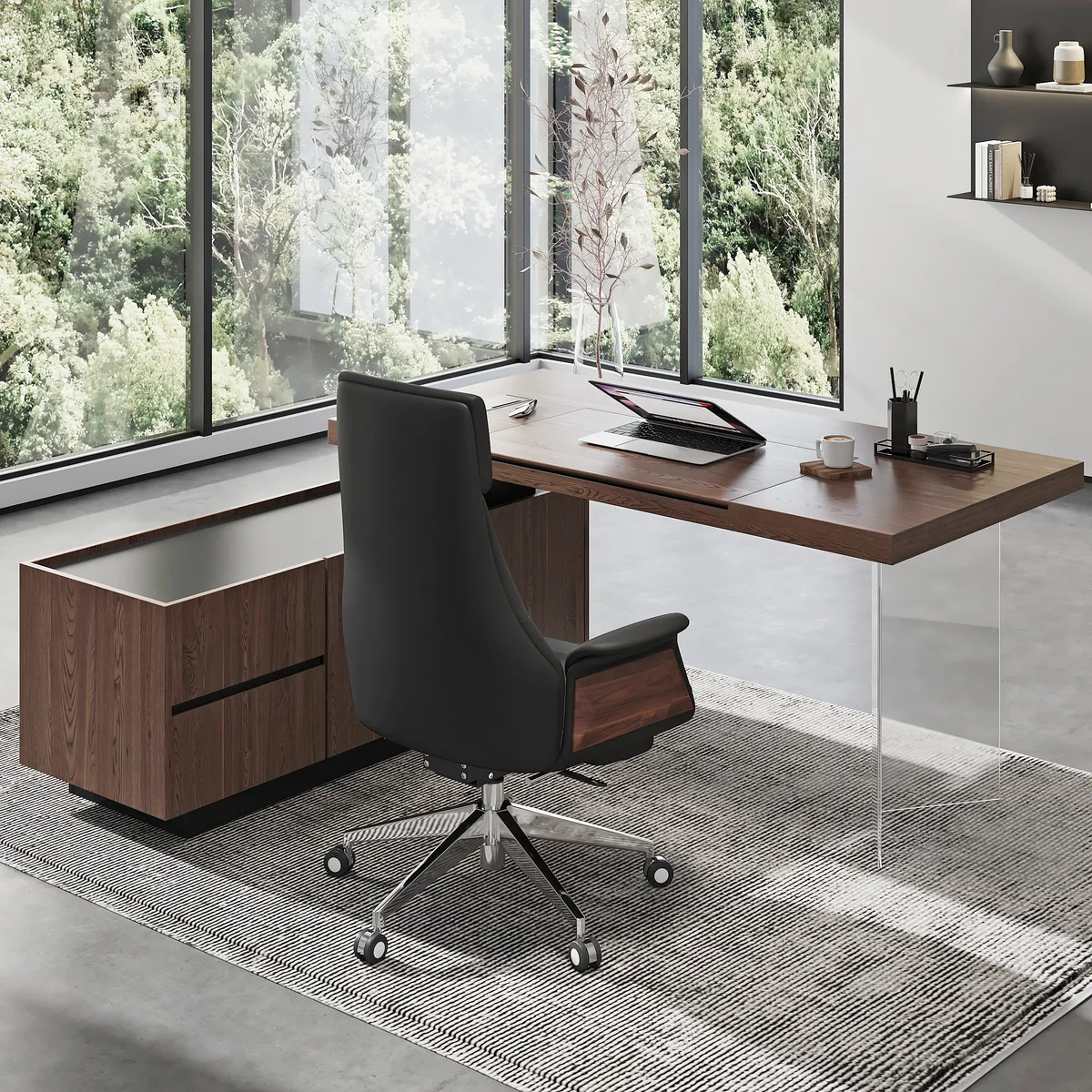 Reclining Leather Office Desk Chair High Back Adjustable Swivel — image 15