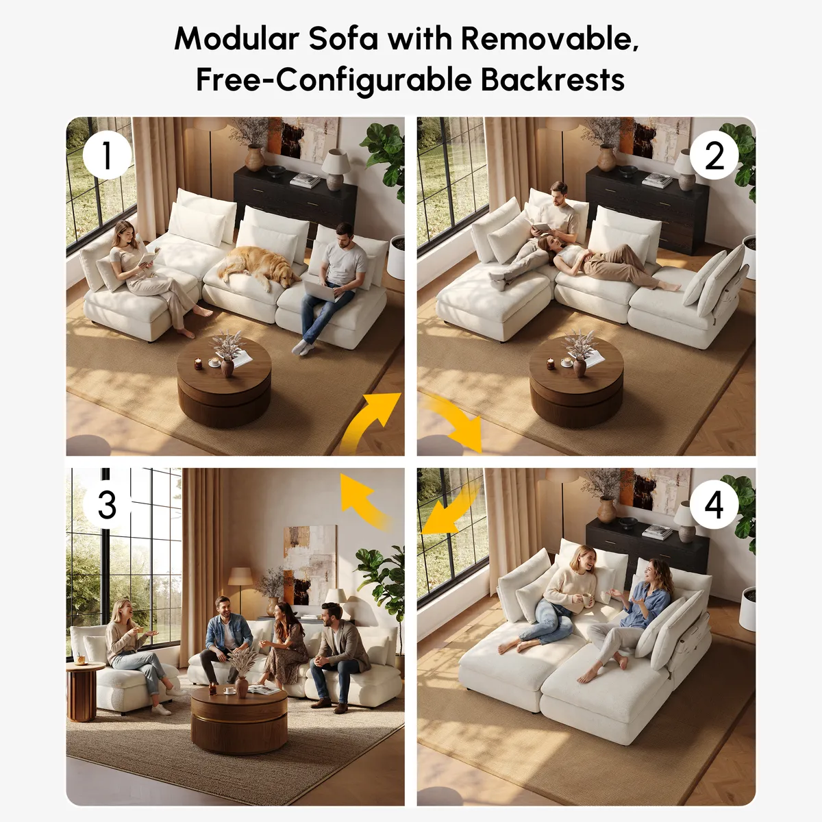 3-Piece Chenille Modular Sectional Sofa with Hidden Storage — image 26