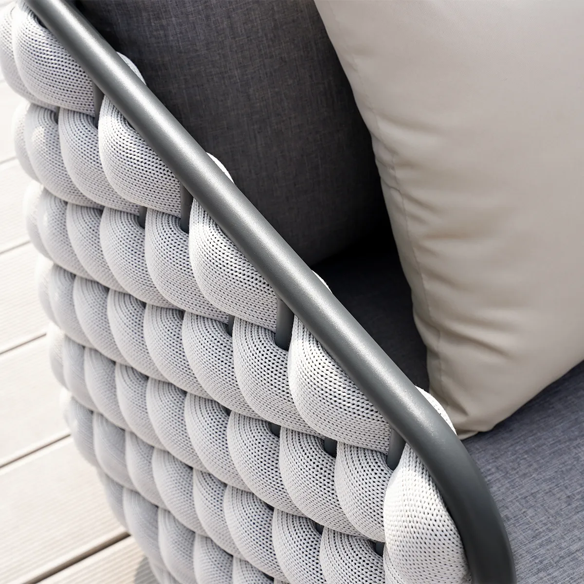 Martic 4-Piece Rope Outdoor Sofa Set with Marble Coffee Table Modern Yard & Patio Furniture for 4 Person in Gray Cushion & Pillow Included — image 7
