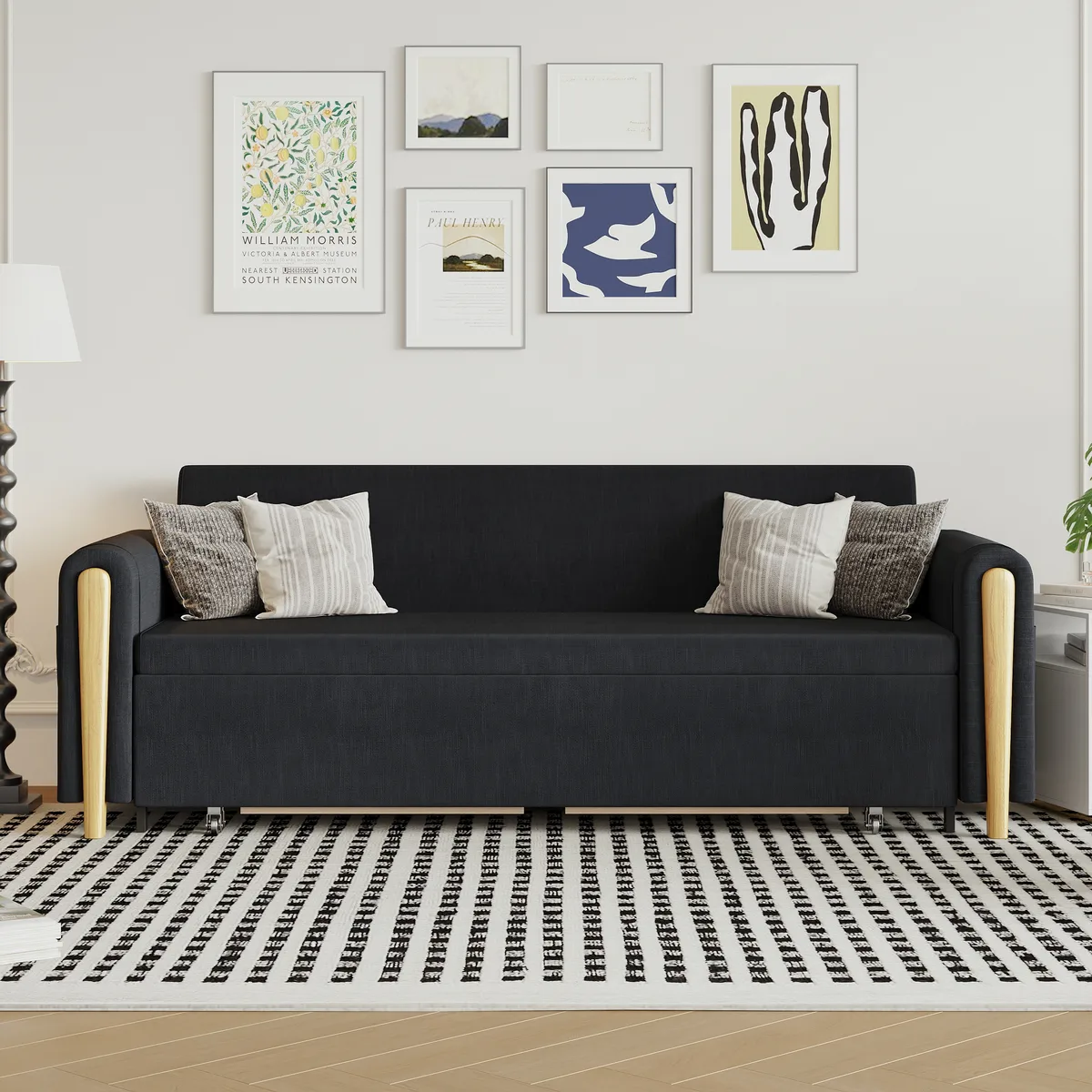Black Upholstered King Size Daybed with Trundle — image 25