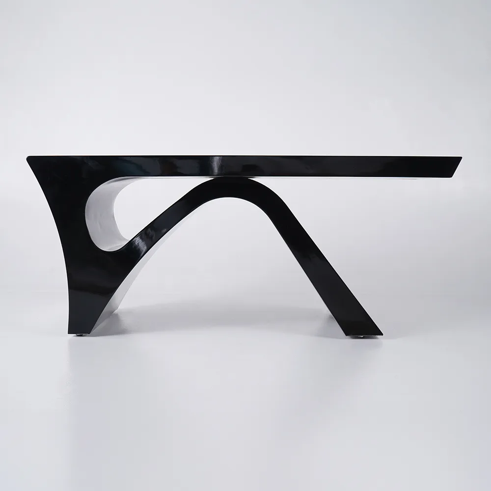 Modern 55" Rectangular Black Writing Desk with Arched Base — image 10