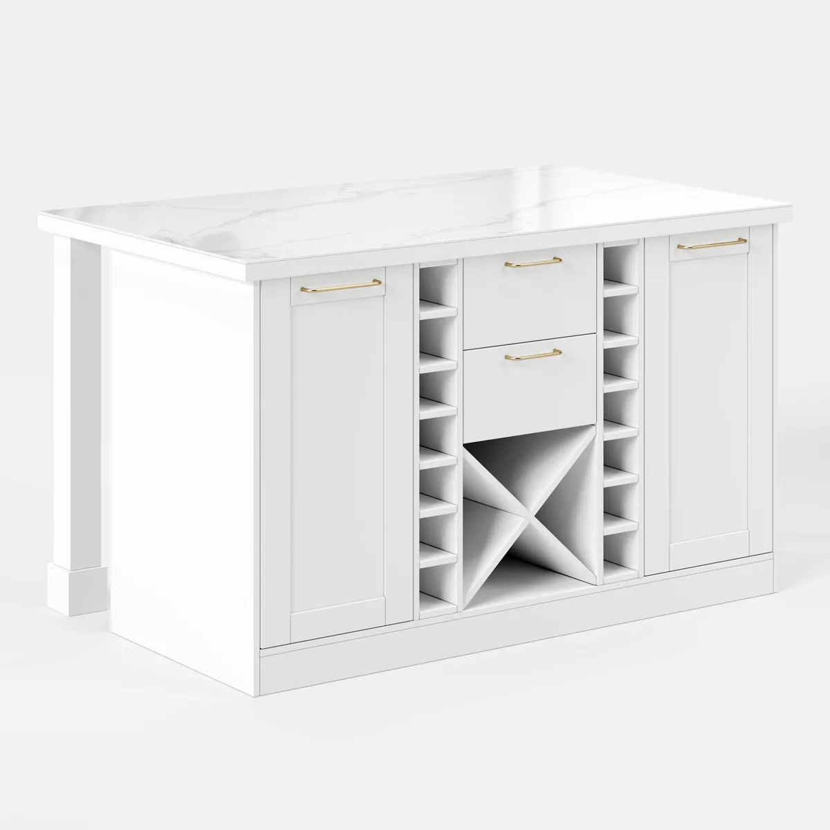 72" Modern Laminate Kitchen lsland Natural & White with Storage — image 11