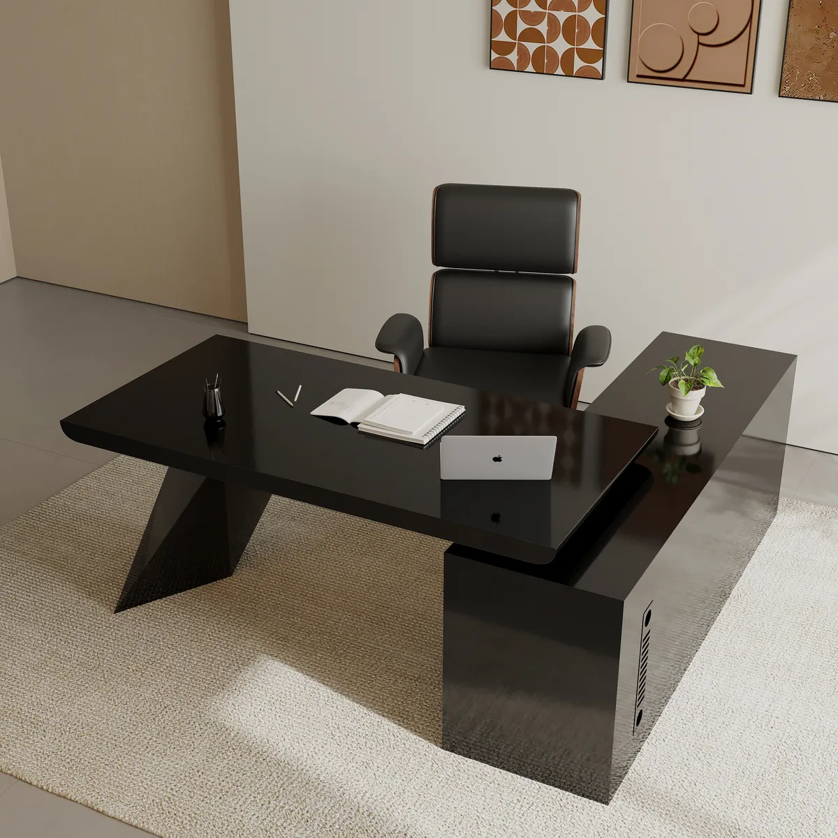 Modern White L-Shape Executive Left Hand Desk & Office Chair Set (70.9'') — image 16