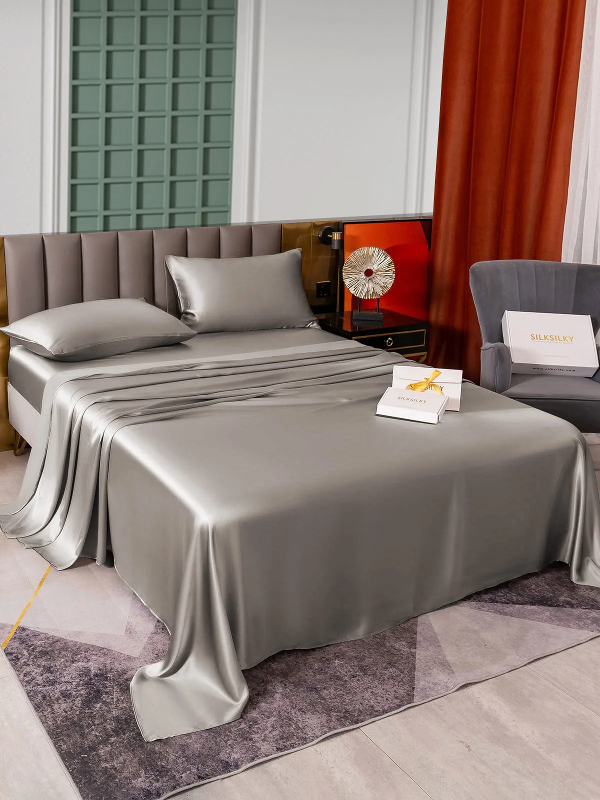25Momme Silk 4Pcs Set Fitted&Flat Sheets+2x Pillowcases — image 5
