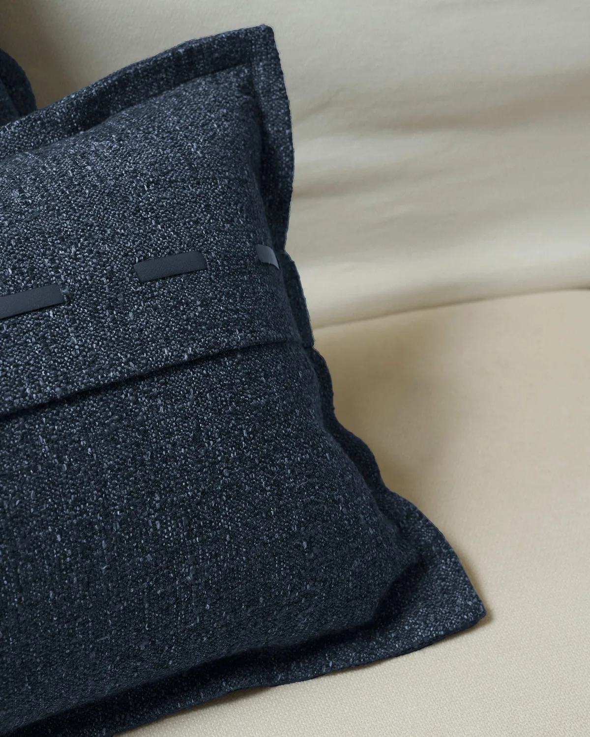 Luna Linen Blend Faux Leather Laced Lumbar Pillowcase — image 8