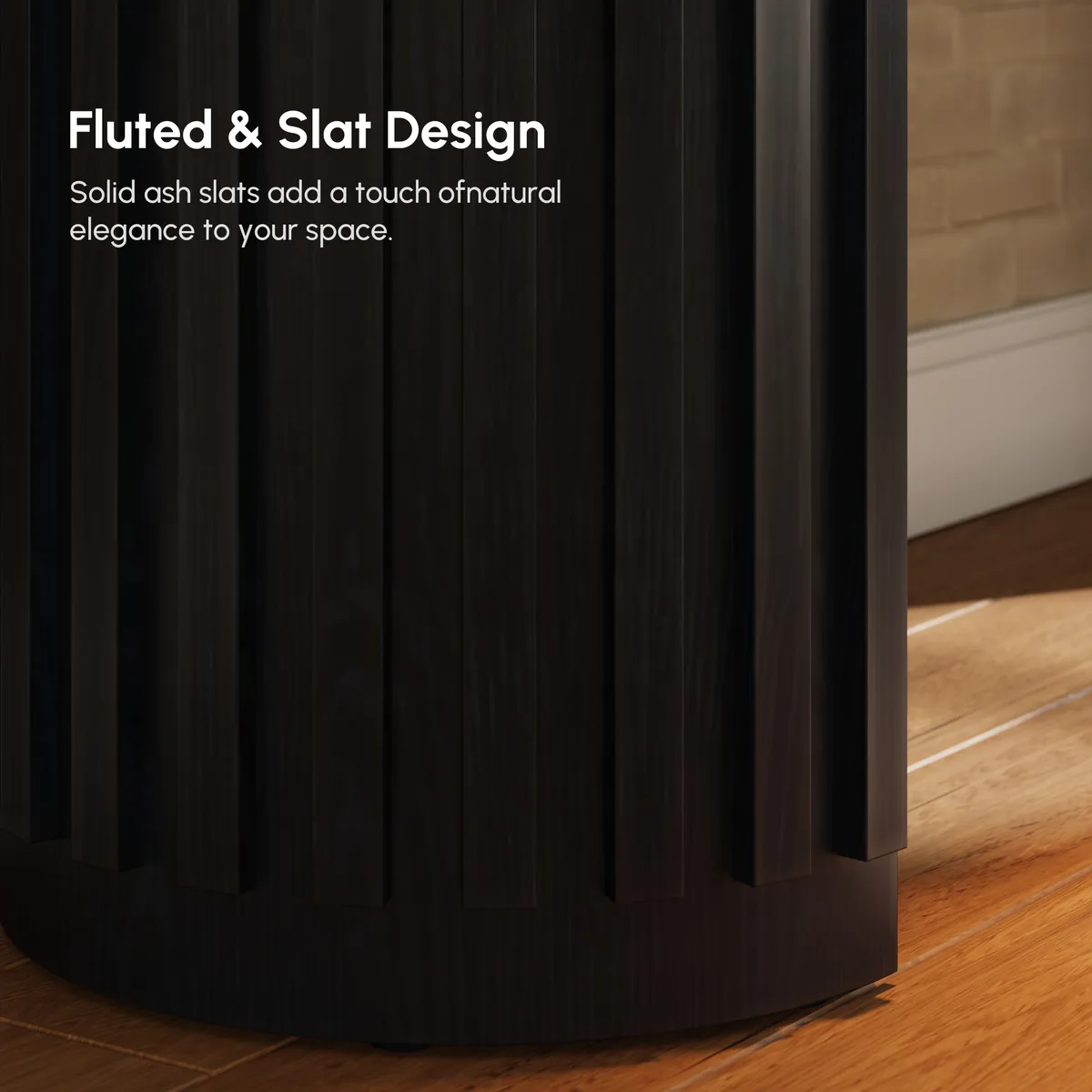 Aura 60" Ash Wood Fluted Black Console Table With Sintered Stone Top — image 7