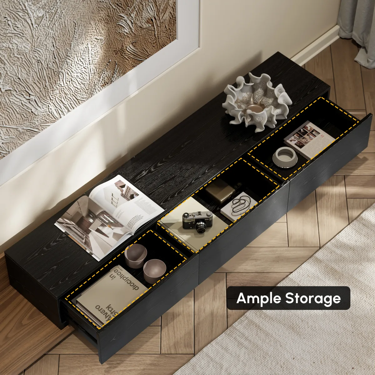 Rectangle Wood Extendable TV Stand — image 9