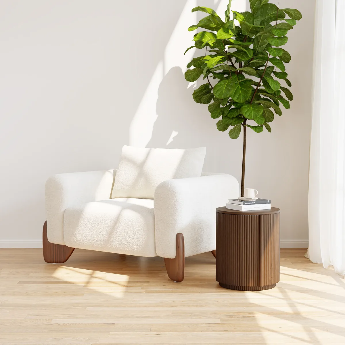 Round Fluted Side Table with Storage — image 14