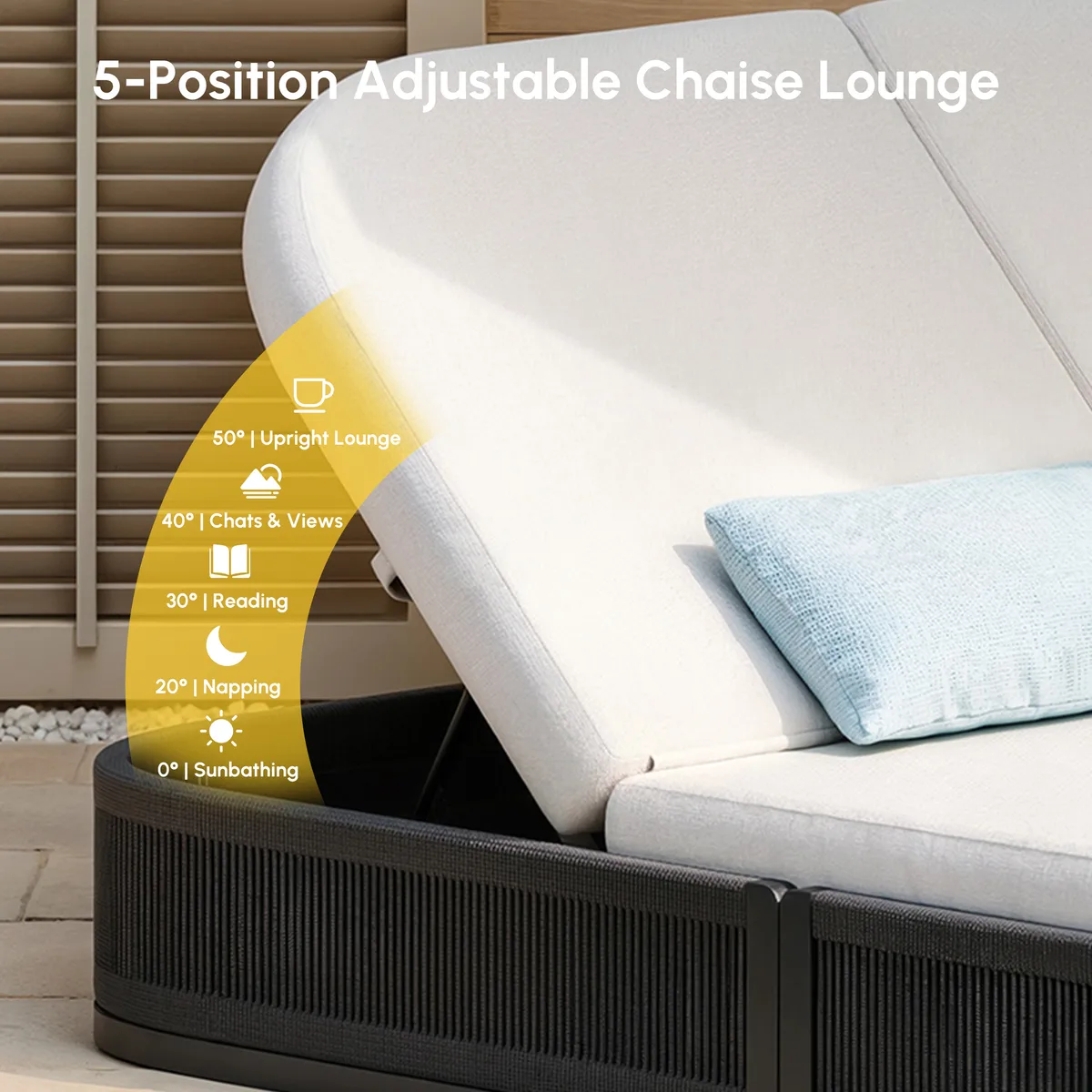 Costra Outdoor Aluminum & Rope Weave Reclining Chaise Lounge — image 7
