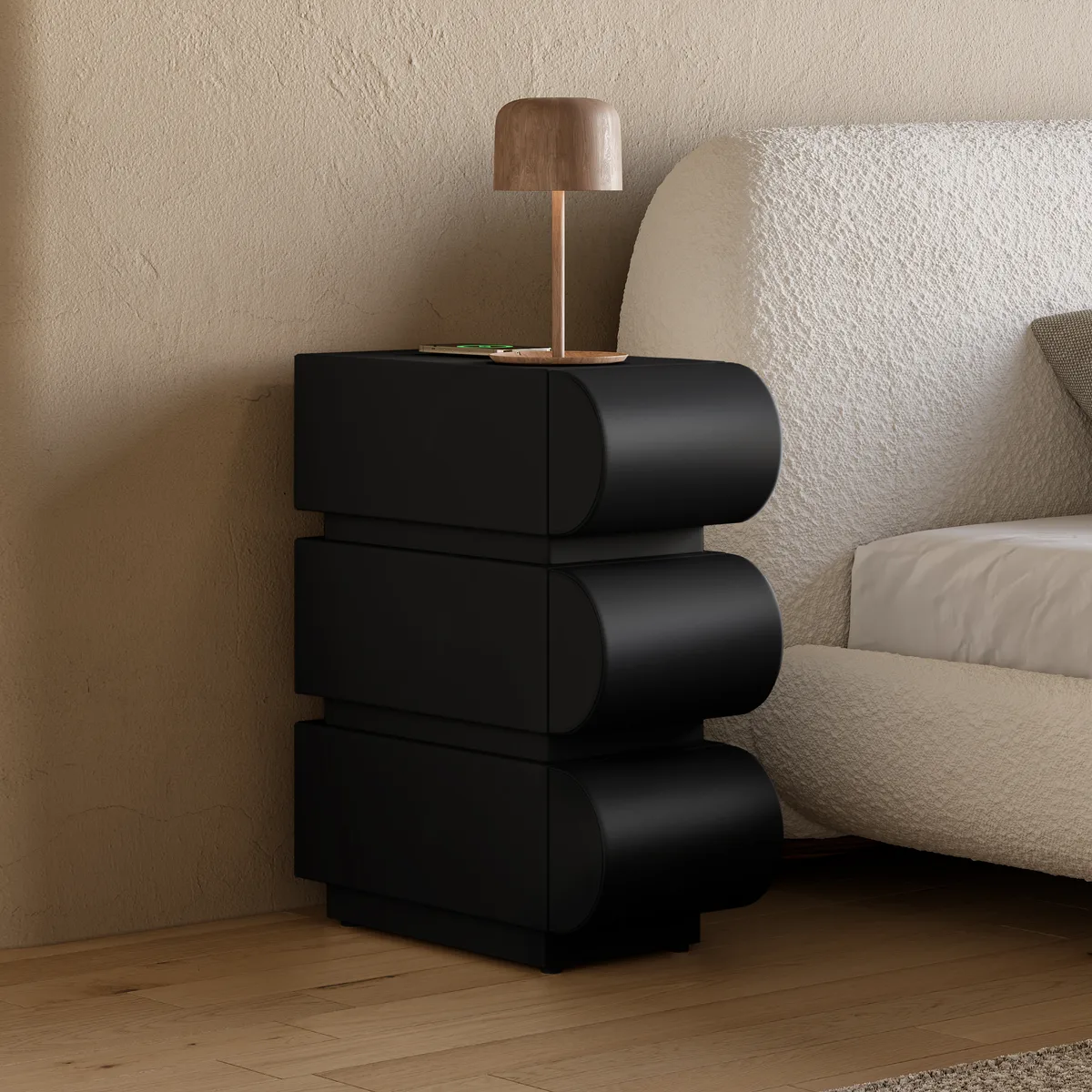 Narrow Humply Leather 3-Drawer Smart Nightstand with Sintered Stone Top — image 22