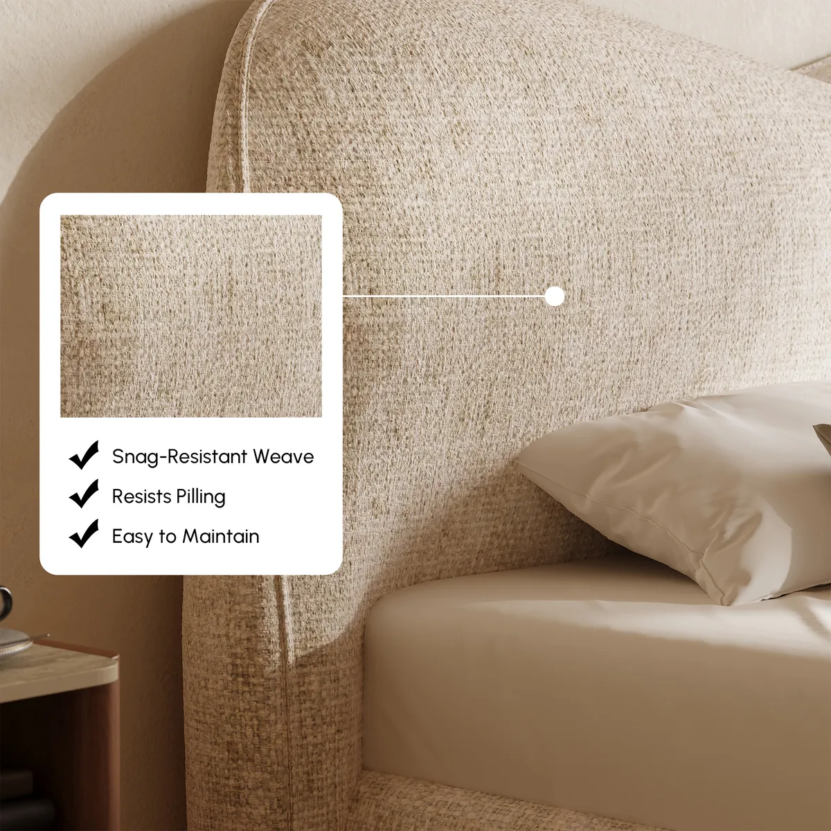 Modern King Size Chenille Upholstered Bed — image 6