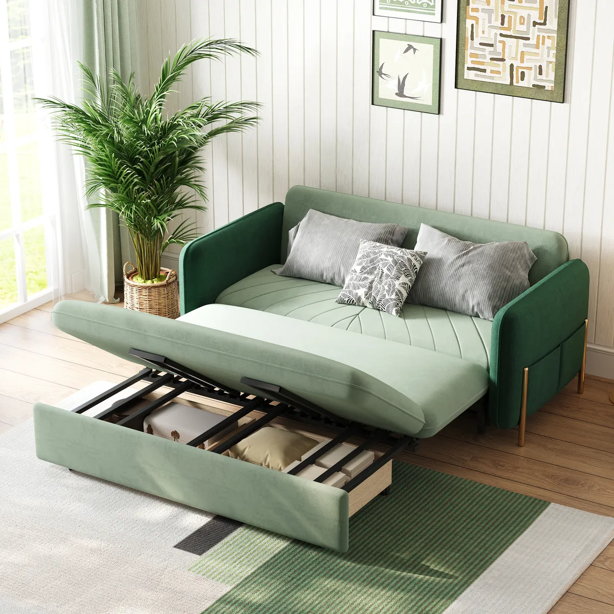 68" Full 2-Seater Boucle Convertible Sleeper Sofa — image 12