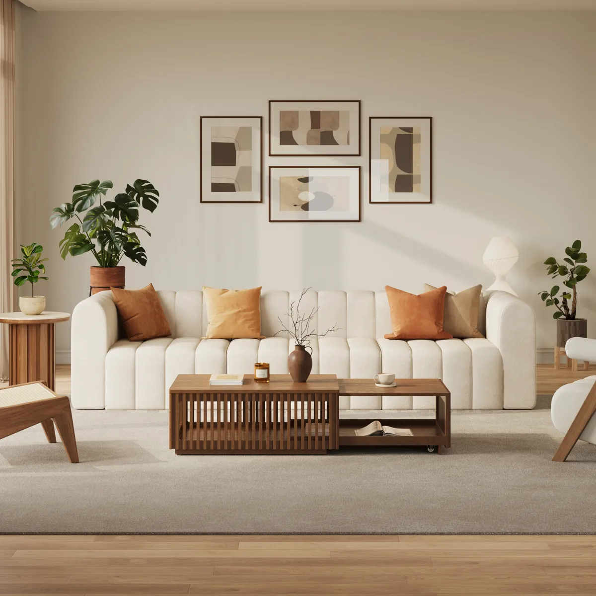 Homary Modern 33"-55" Mid-Century Extendable Walnut Coffee Table with Storage — image 6