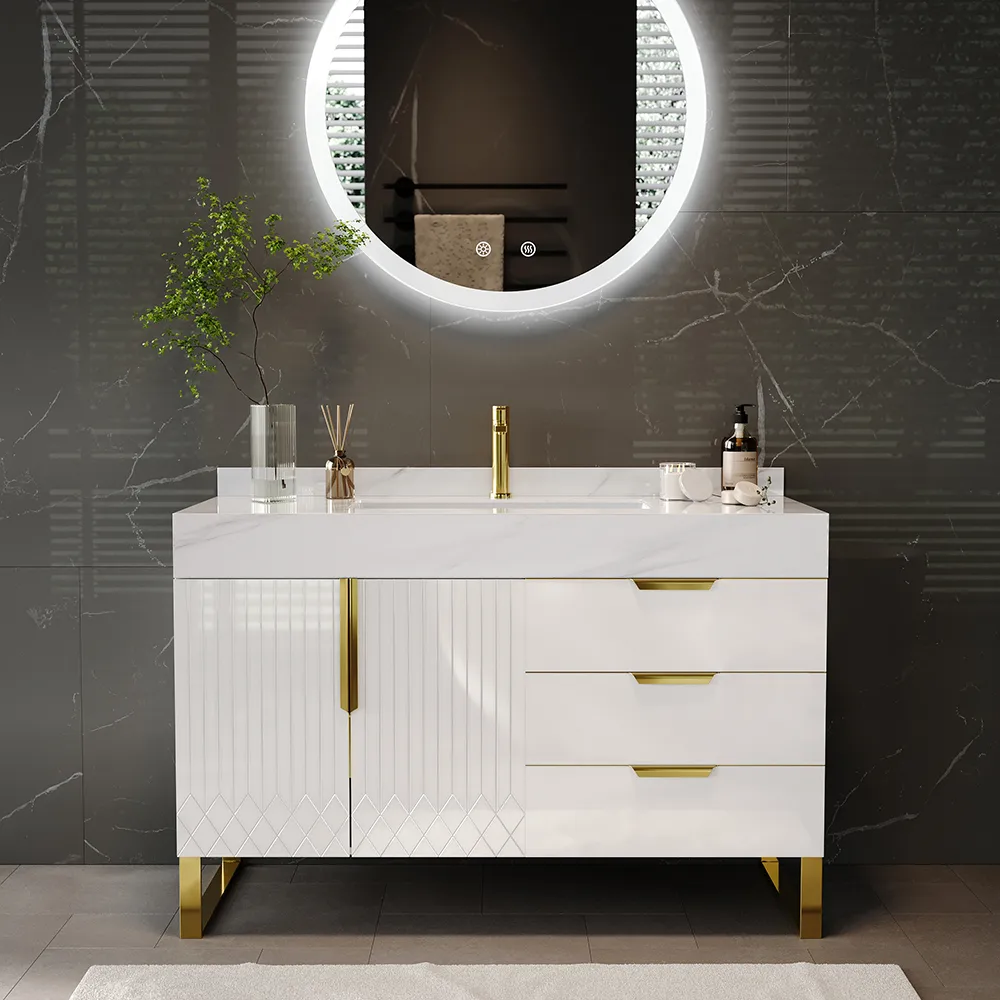 Aro Bathroom Vanity Set 47.2" Freestanding Bathroom Vanity Black with Double Sinks — image 2