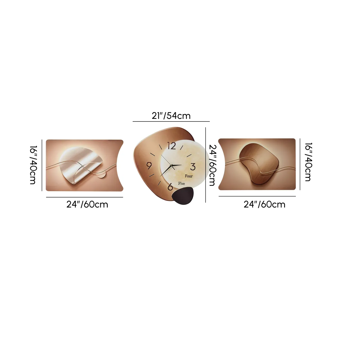 3-Piece Pebble-Shaped Battery-Operated Wall Clock with Acrylic and MDF Panels — image 8