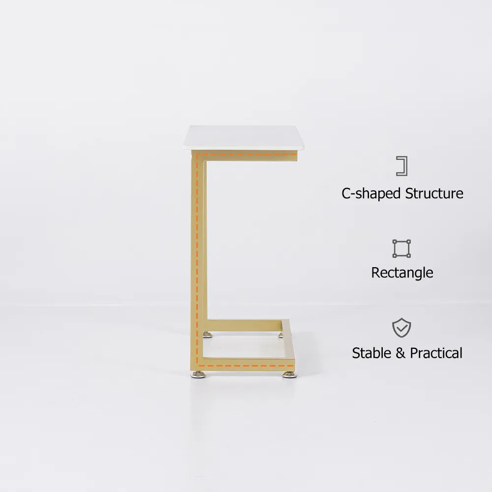 White End Table with Sintered Stone Tabletop Modern Rectangular Side Table — image 7