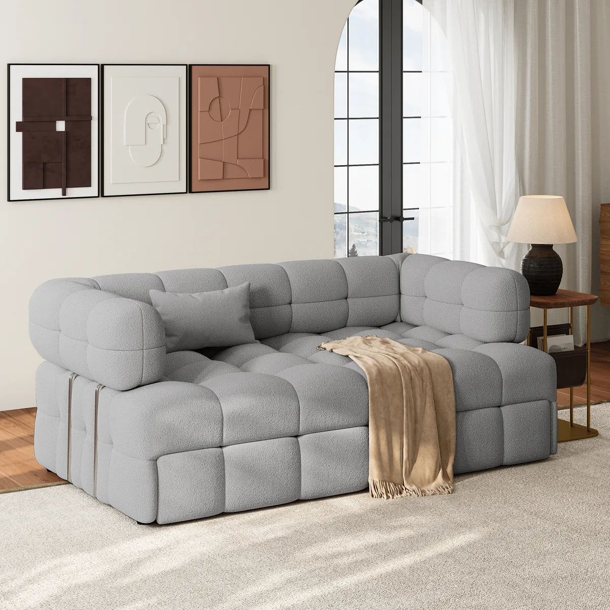 76" Queen Boucle Pull-out Sofa — image 3