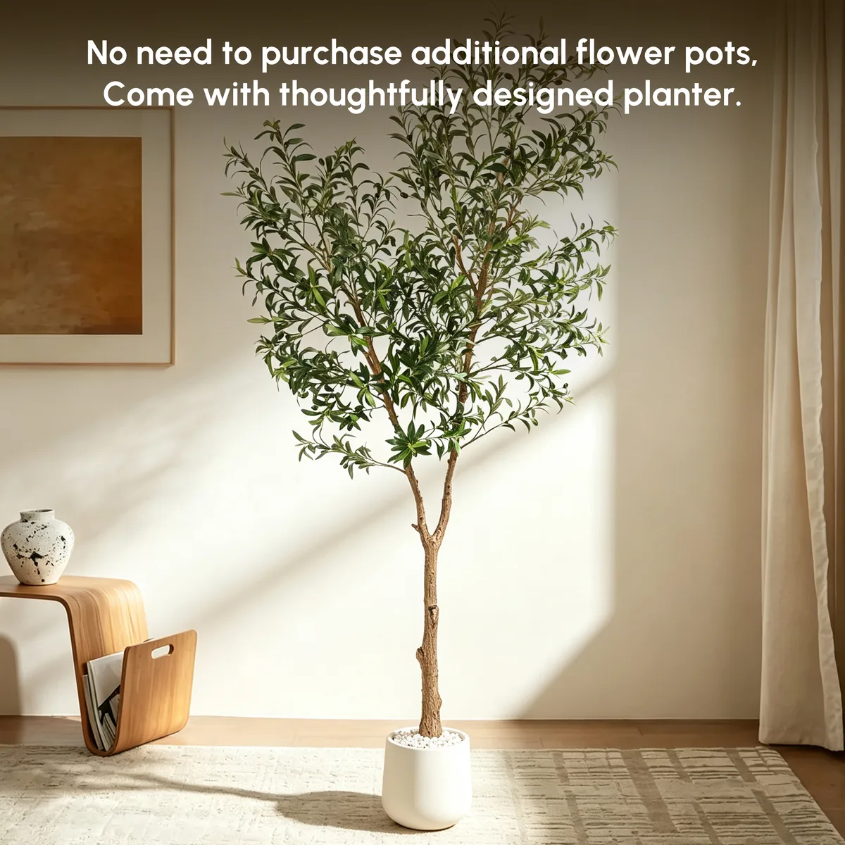 6 ft. Artificial Olive Tree with Planter and Decorative Pebbles — image 25