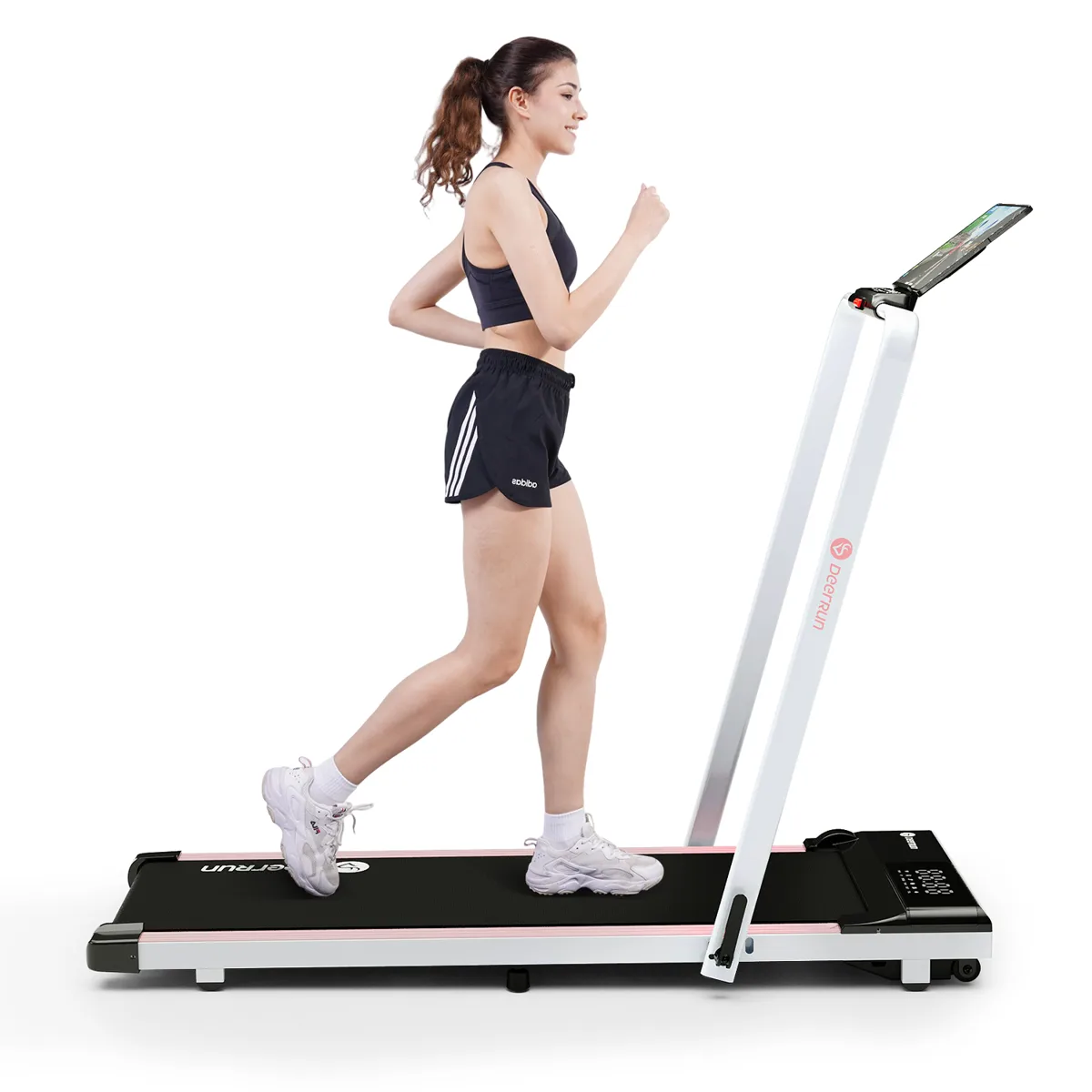 A5 Pro Smart 2 in 1 Folding Treadmill Pink with Handrail, 300Lbs