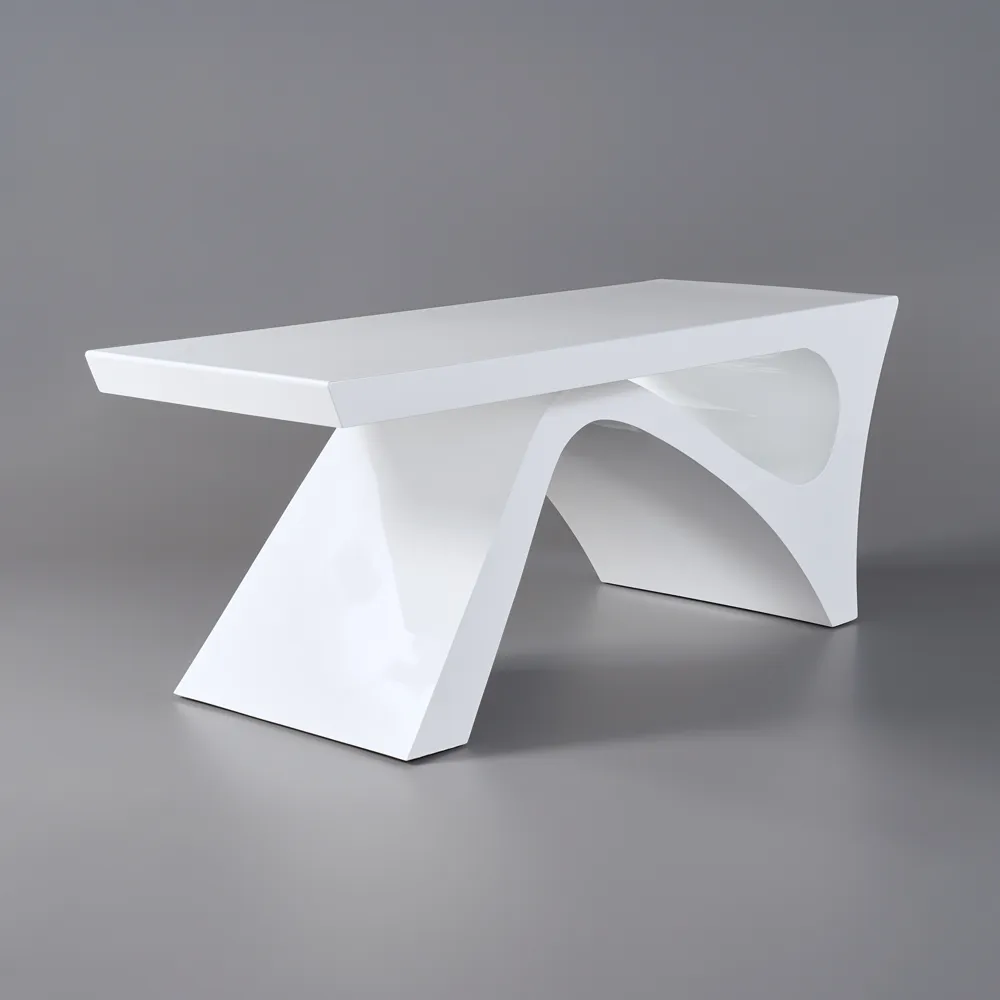 Modern 55" Rectangular Black Writing Desk with Arched Base — image 20