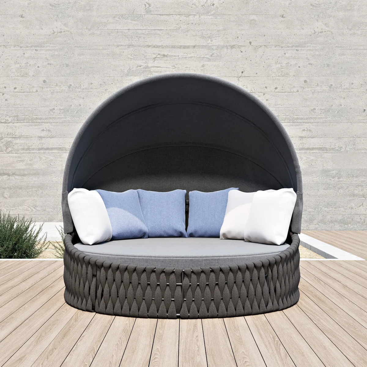 Cocaro Round Garden Polyrattan Sun Island with Roof and Weatherproof Cover — image 11