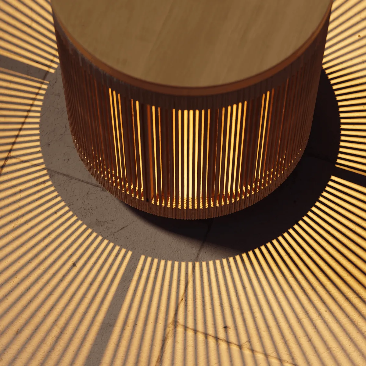 Costra Outdoor Handwoven Rope & Aluminum Storage Side Table with LED — image 2
