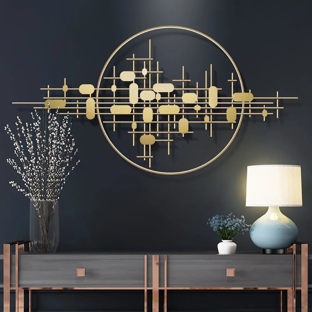 3D Modern Big Gold Wall Decor For Living Room Unique Decorative Metal Home Hanging Art