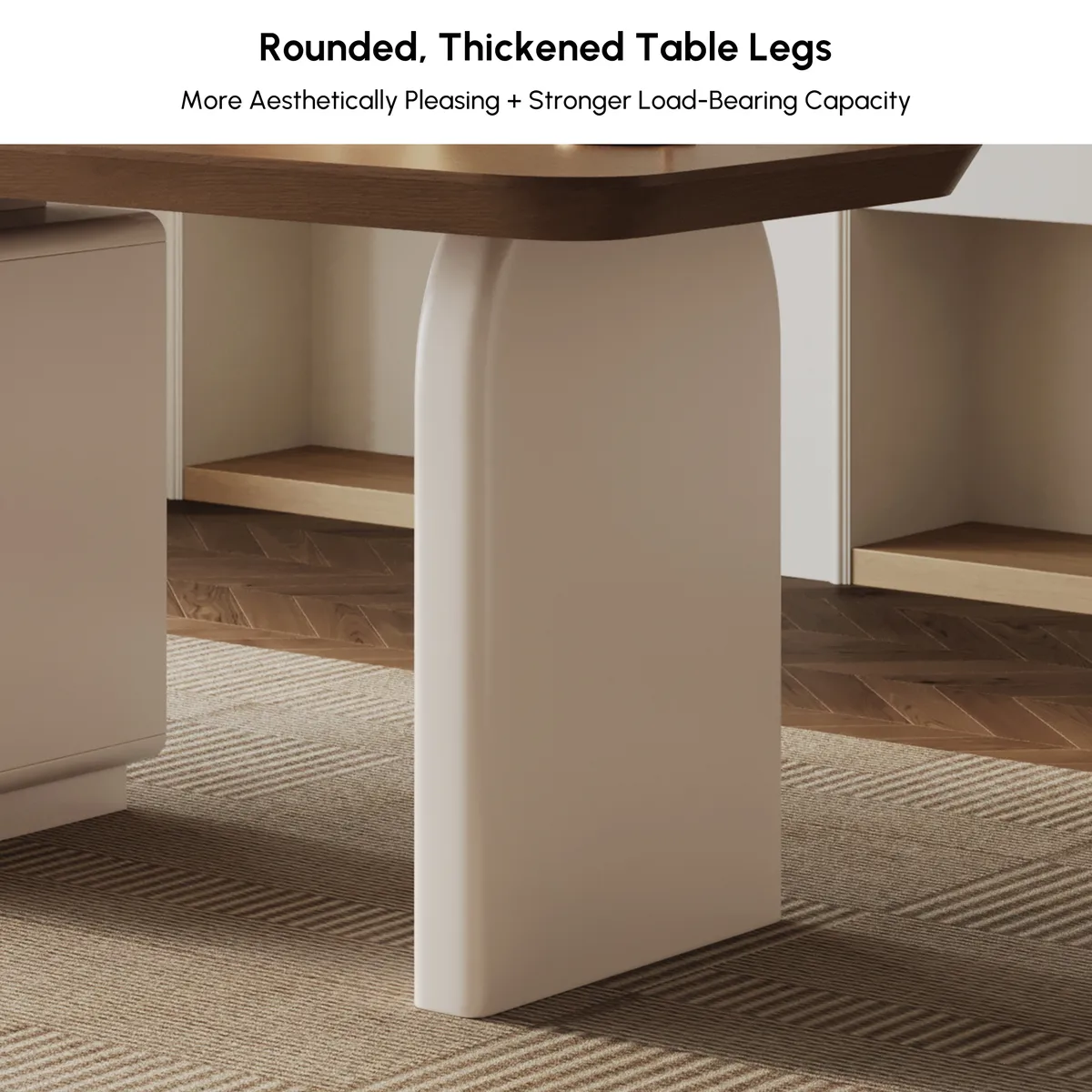 Modern 63” Rectangular Walnut Wood Desk with charging station & storage — image 9
