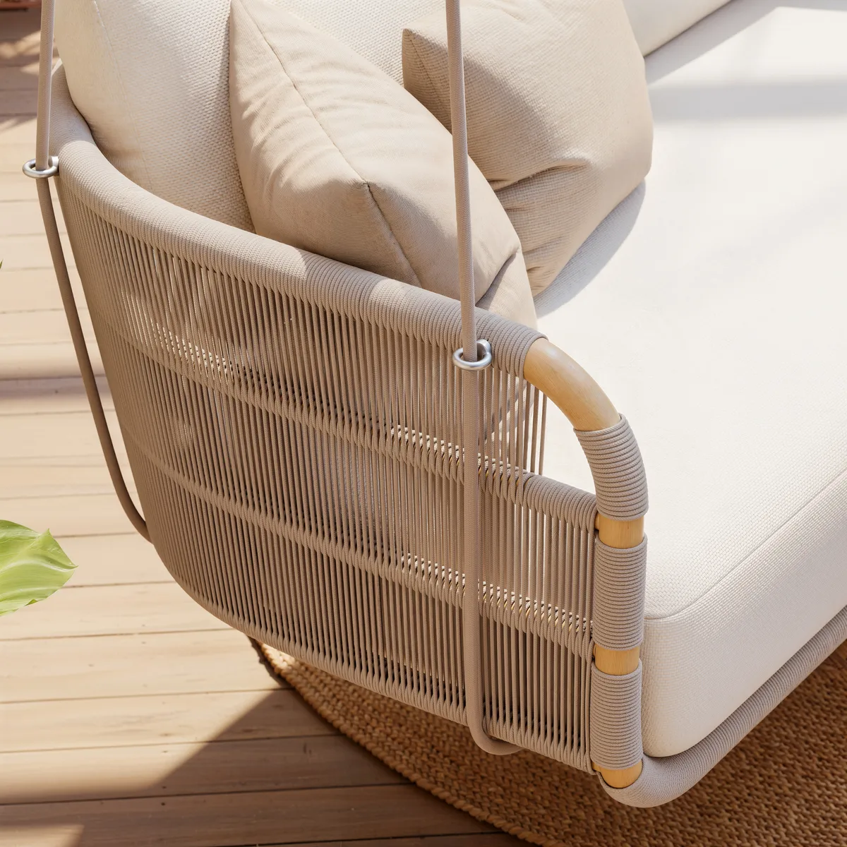 Costra 2-Seater Outdoor Aluminum Handwoven Rope Hanging Swing Chair — image 8