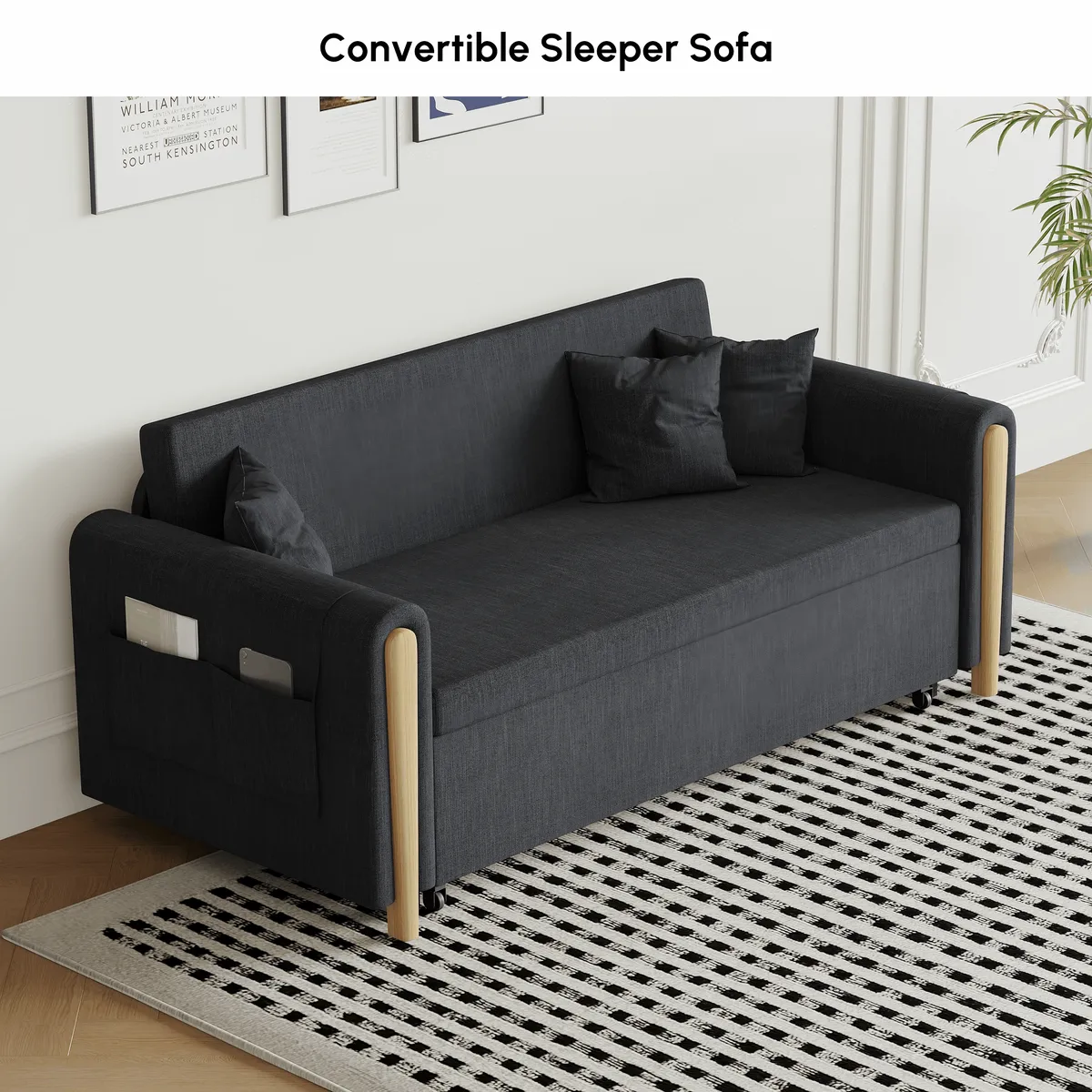 Black Upholstered King Size Daybed with Trundle — image 8