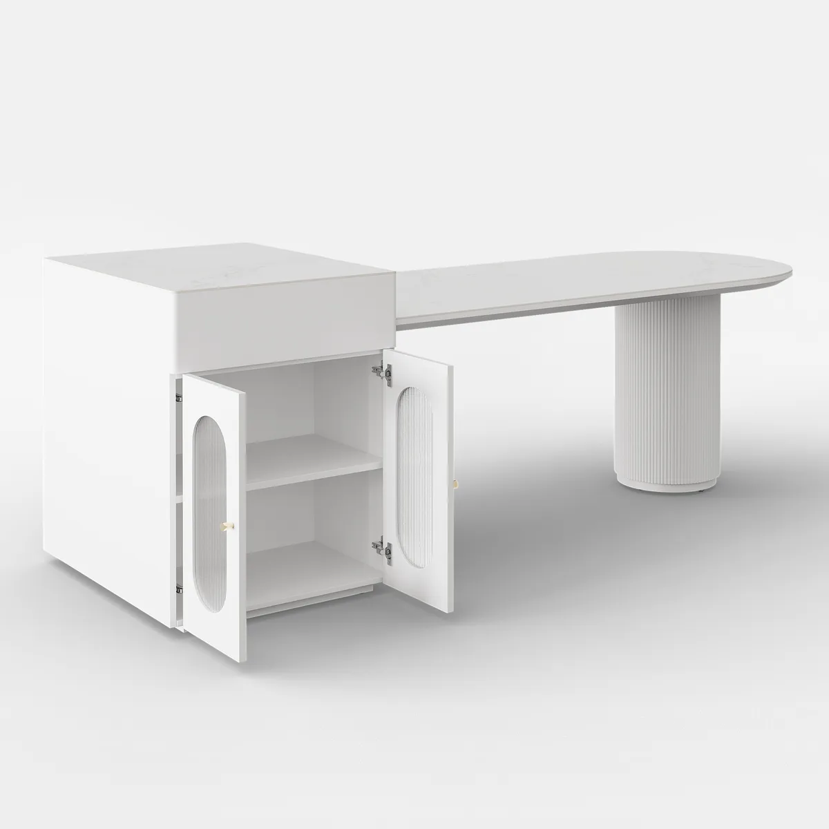 Expandable Kitchen Island with Marble-Pattern Sintered Stone Top 70.9"-82.7" — image 9