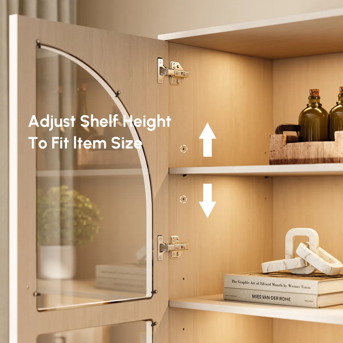 Arune Glass Tall Display Cabinet with Drawers & LED Light — image 29