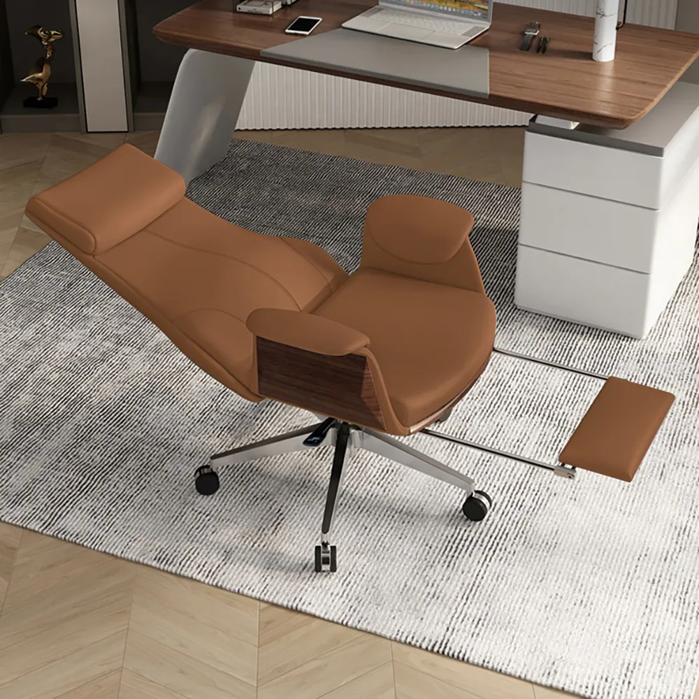 Reclining Leather Office Desk Chair High Back Adjustable Swivel