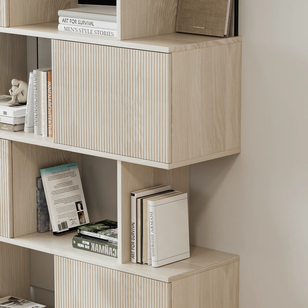 5-Shelf Walnut Bookshelf Etagere Tall Bookcase for Home & Office (72.8" High) — image 17