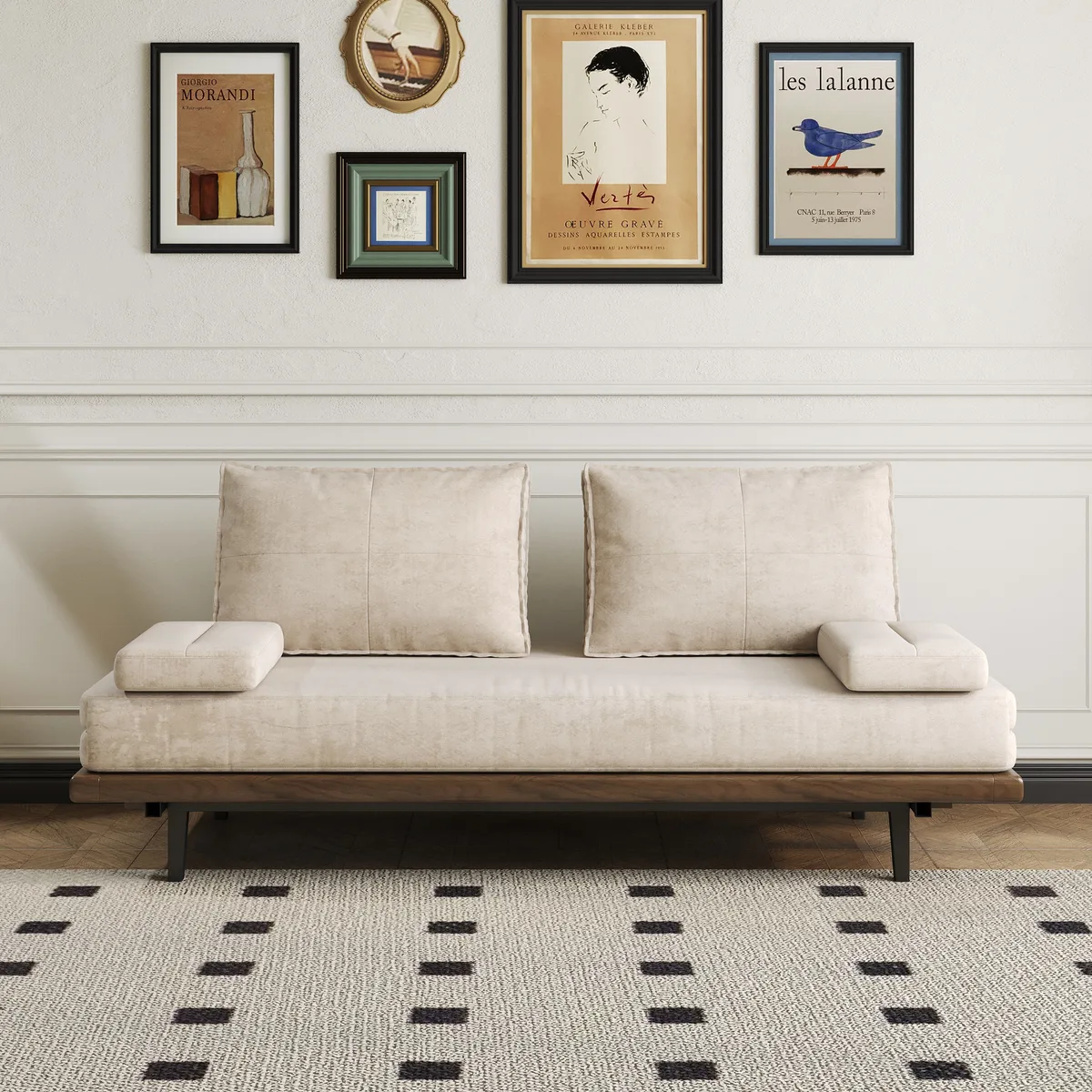 Full Size Daybed Futon Bed Cotton & Linen Convertible Sofa Bed — image 3