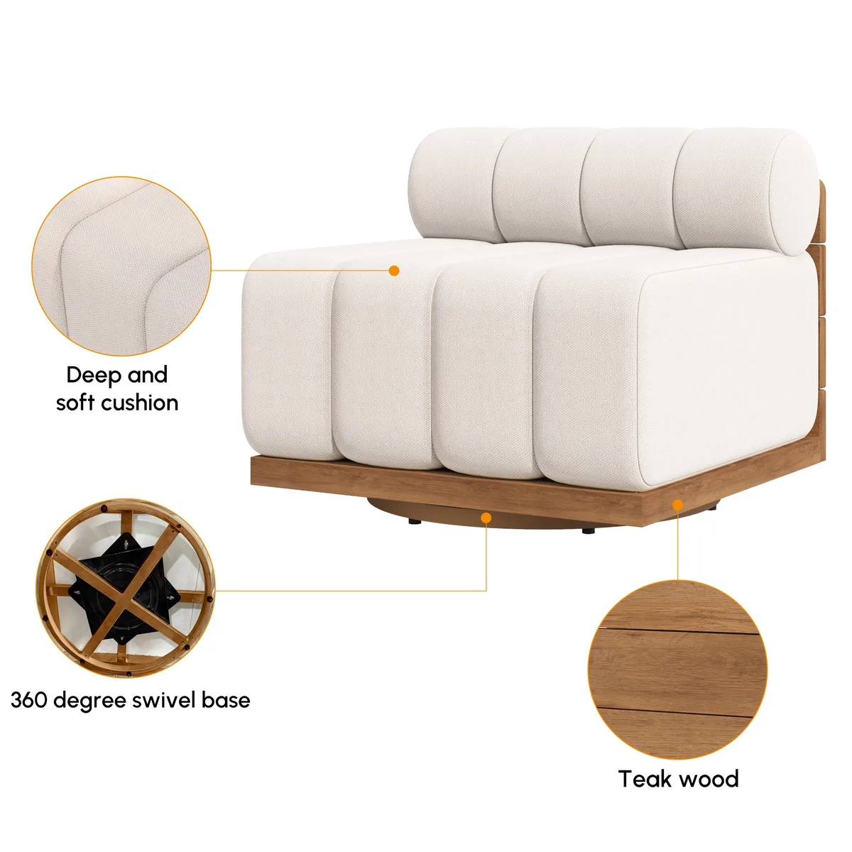 Resaro Teak Outdoor Swivel Chair Dark — image 5