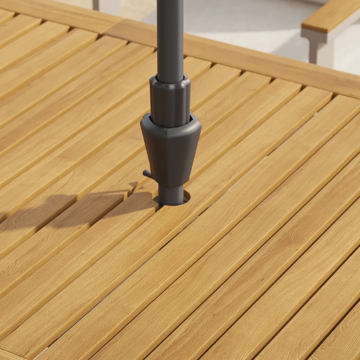 Tevara 6-Person Rectangle Teak & Aluminum Outdoor Patio Dining Table — image 19