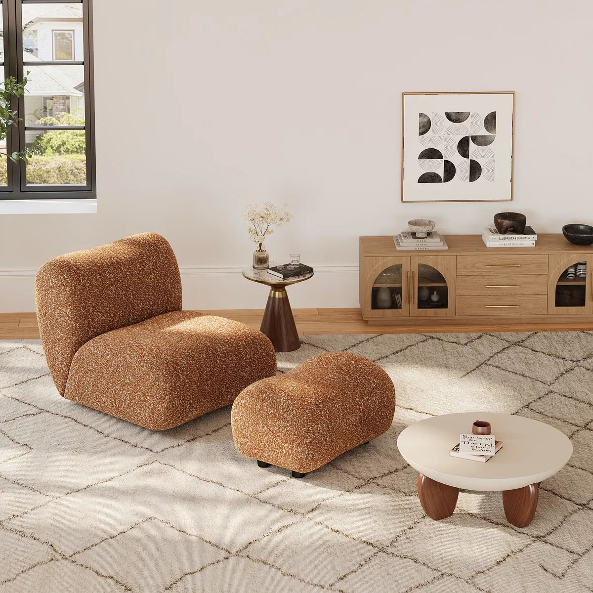 17" Performance Boucle Upholstered Curved Slipper Accent Chair — image 11