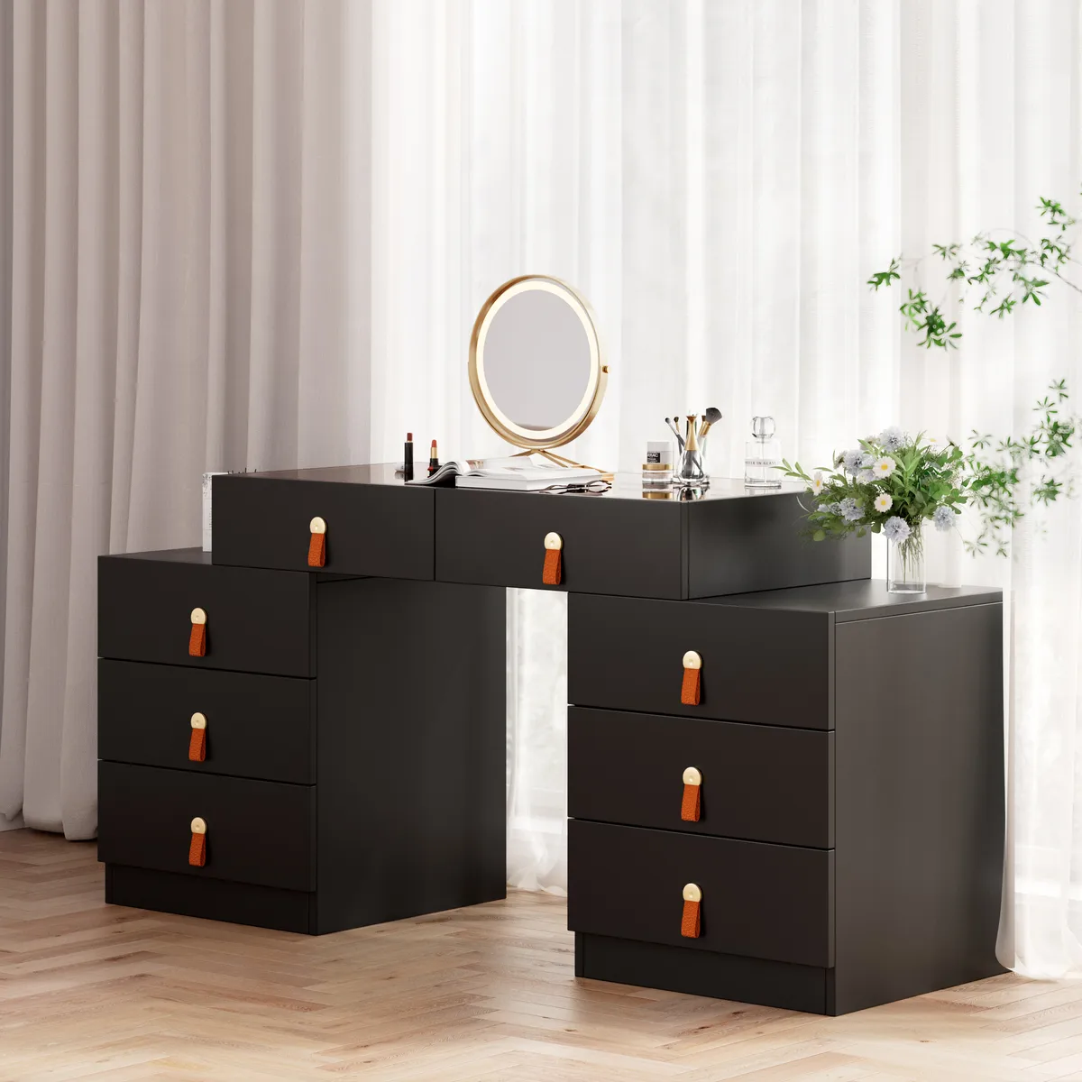 Extendable Makeup Vanity with Jewelry Storage Retractable — image 15